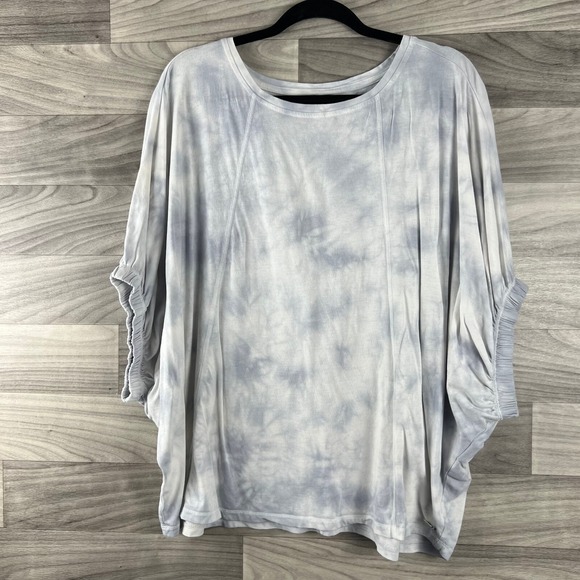 Calvin Klein Performance Blouse Top Womens M Gray Tie Dye Dolman Sleeve Stretch - Picture 1 of 9